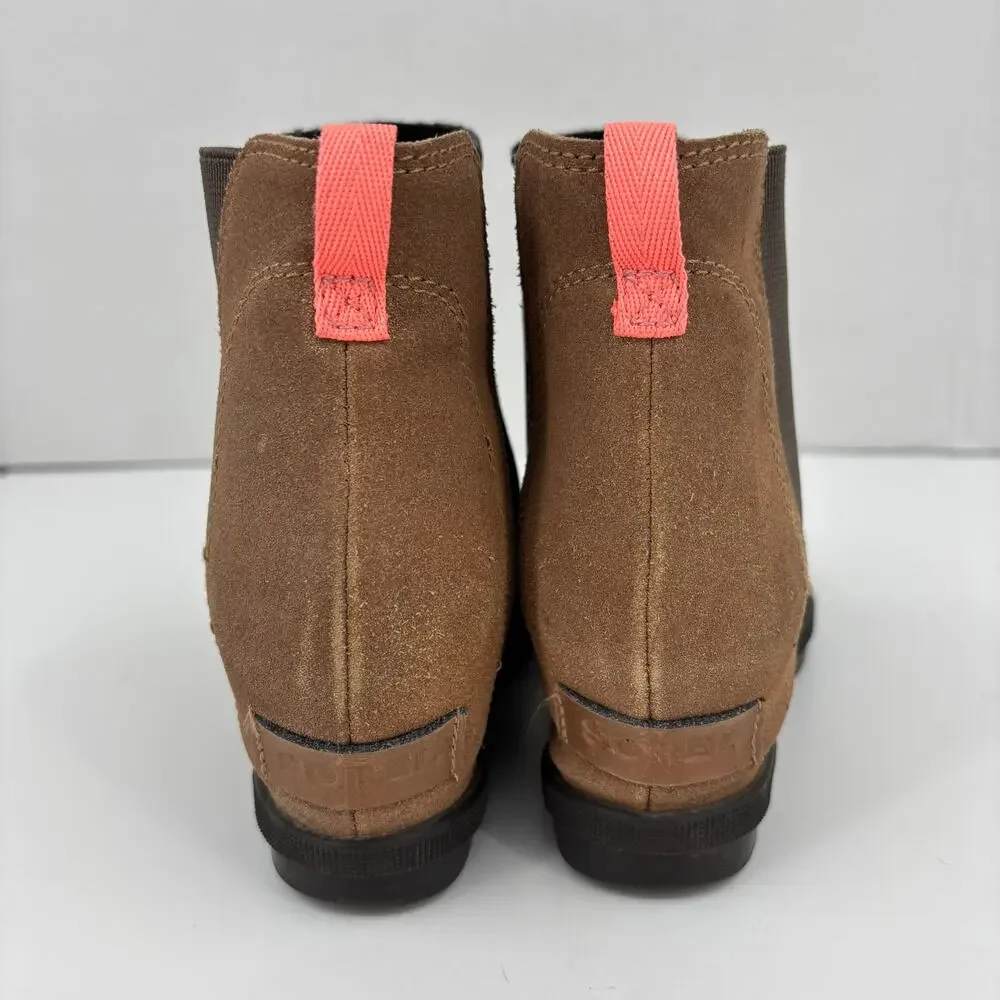 Sorel Joan of Arctic Wedge II Chelsea Bootie Size 4 Brown Leather Pull On Boot